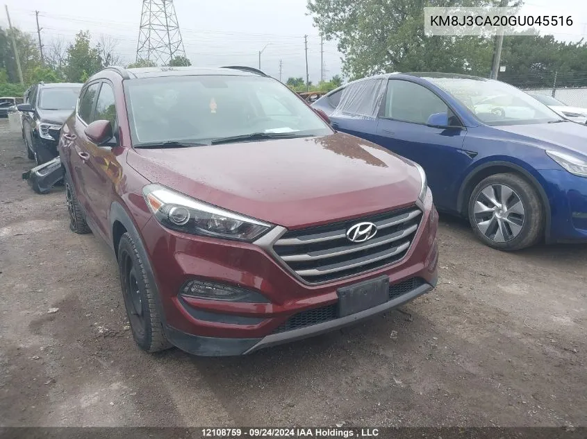 2016 Hyundai Tucson Limited VIN: KM8J3CA20GU045516 Lot: 12108759