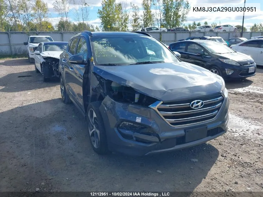 2016 Hyundai Tucson Limited/Sport And Eco/Se VIN: KM8J3CA29GU030951 Lot: 12112951