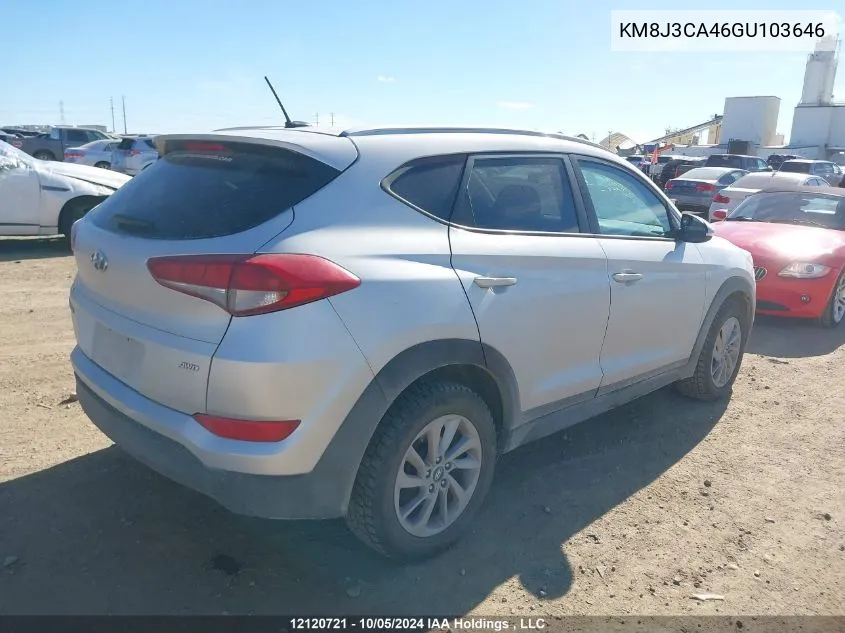 2016 Hyundai Tucson Limited/Sport And Eco/Se VIN: KM8J3CA46GU103646 Lot: 12120721