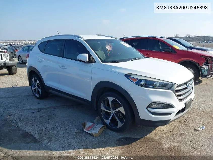 2016 Hyundai Tucson Sport VIN: KM8J33A20GU245893 Lot: 38678524