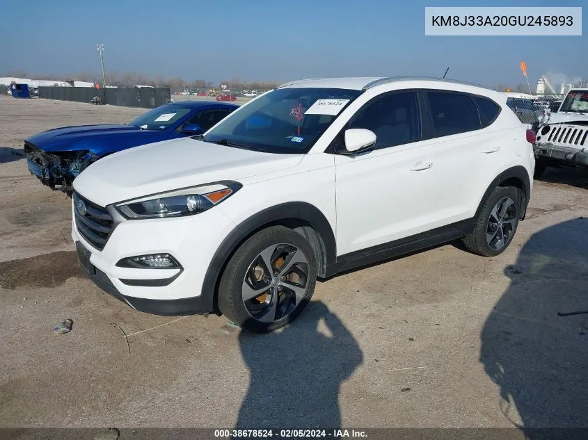 2016 Hyundai Tucson Sport VIN: KM8J33A20GU245893 Lot: 38678524