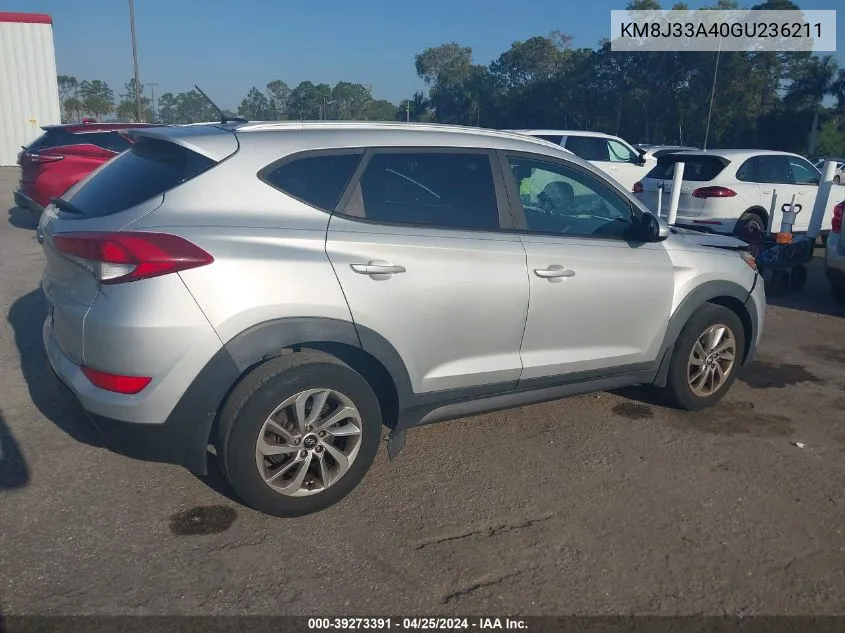 2016 Hyundai Tucson Se VIN: KM8J33A40GU236211 Lot: 39273391