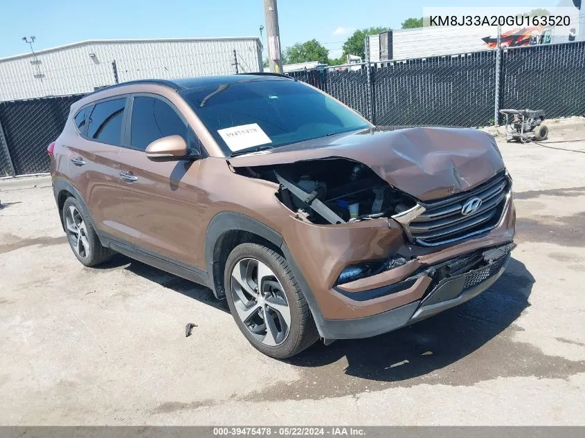 2016 Hyundai Tucson Limited VIN: KM8J33A20GU163520 Lot: 39475478