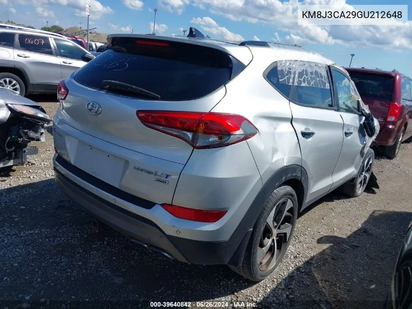 2016 Hyundai Tucson Limited VIN: KM8J3CA29GU212648 Lot: 39640842