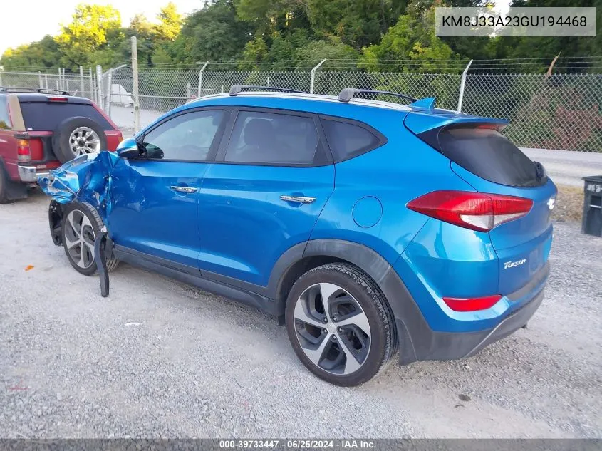 2016 Hyundai Tucson Limited VIN: KM8J33A23GU194468 Lot: 39733447