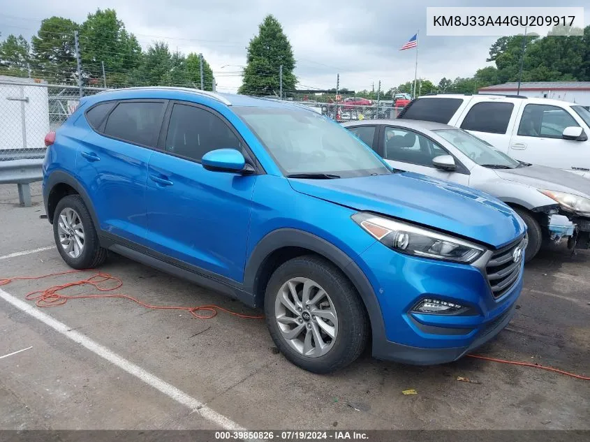 2016 Hyundai Tucson Se VIN: KM8J33A44GU209917 Lot: 39850826