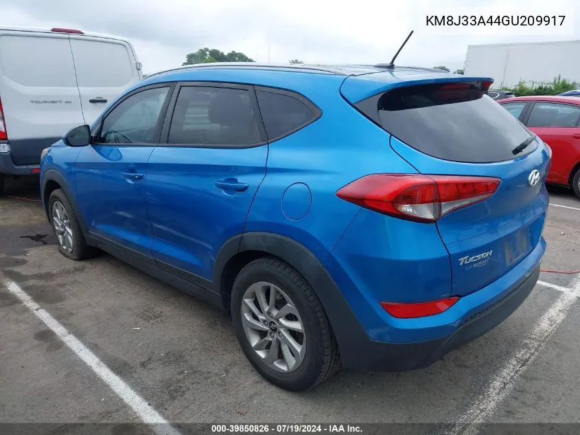 2016 Hyundai Tucson Se VIN: KM8J33A44GU209917 Lot: 39850826