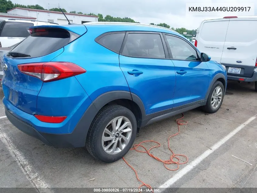 2016 Hyundai Tucson Se VIN: KM8J33A44GU209917 Lot: 39850826