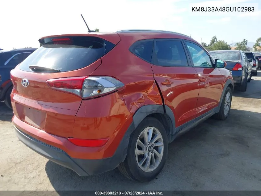 2016 Hyundai Tucson Se VIN: KM8J33A48GU102983 Lot: 39883213