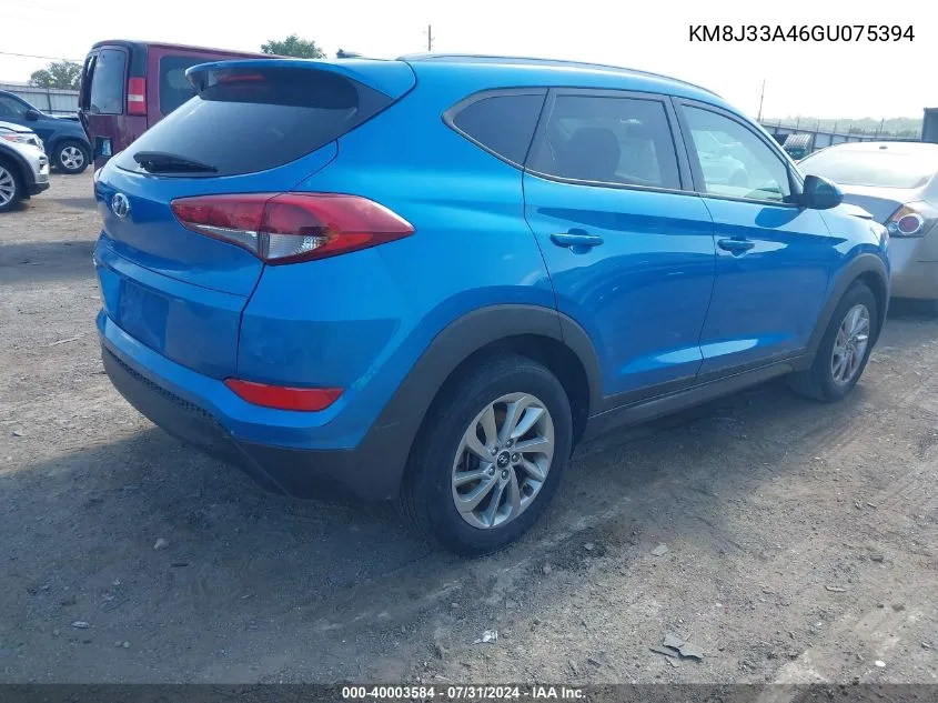 2016 Hyundai Tucson Se VIN: KM8J33A46GU075394 Lot: 40003584