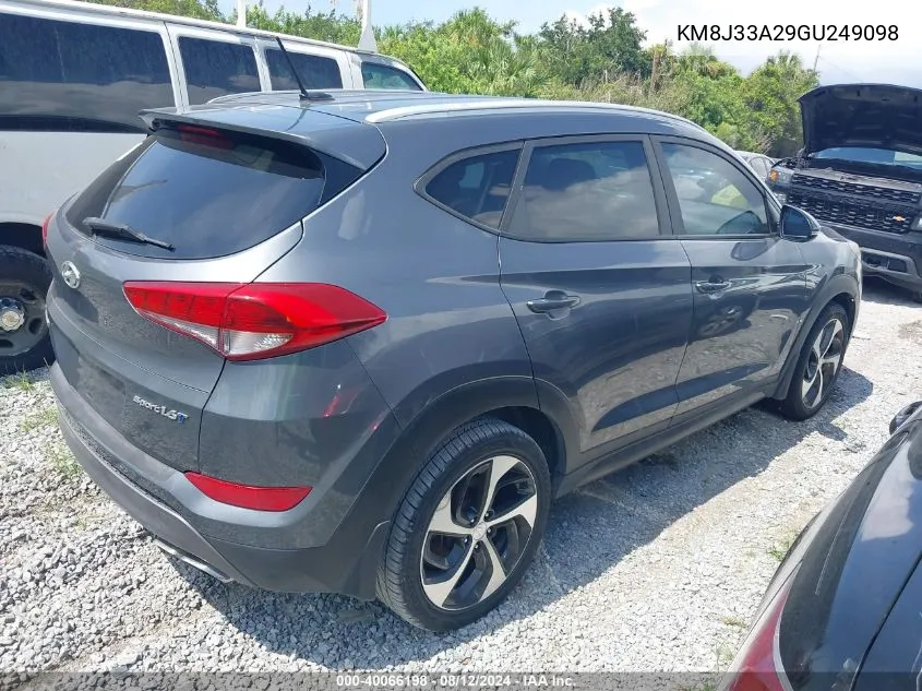 2016 Hyundai Tucson Sport VIN: KM8J33A29GU249098 Lot: 40066198