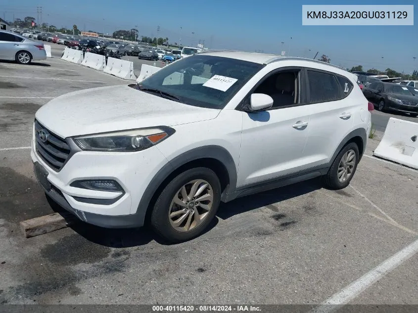 2016 Hyundai Tucson Eco/Limited/Sport VIN: KM8J33A20GU031129 Lot: 40115420