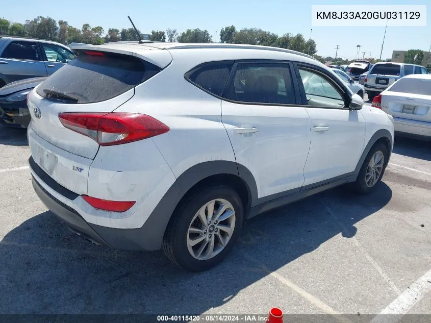 2016 Hyundai Tucson Eco/Limited/Sport VIN: KM8J33A20GU031129 Lot: 40115420