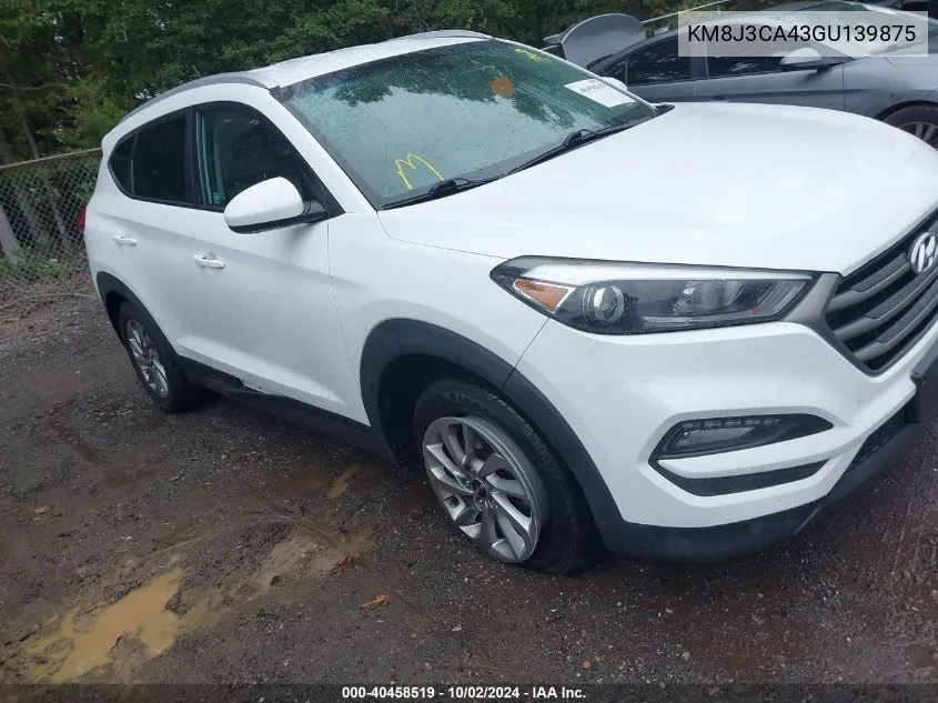 2016 Hyundai Tucson Se VIN: KM8J3CA43GU139875 Lot: 40458519