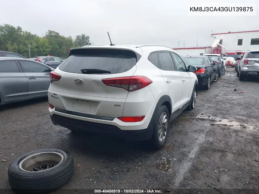 2016 Hyundai Tucson Se VIN: KM8J3CA43GU139875 Lot: 40458519