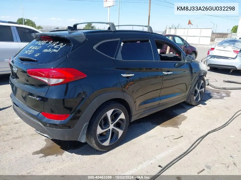 2016 Hyundai Tucson Limited VIN: KM8J33A26GU032298 Lot: 40463399