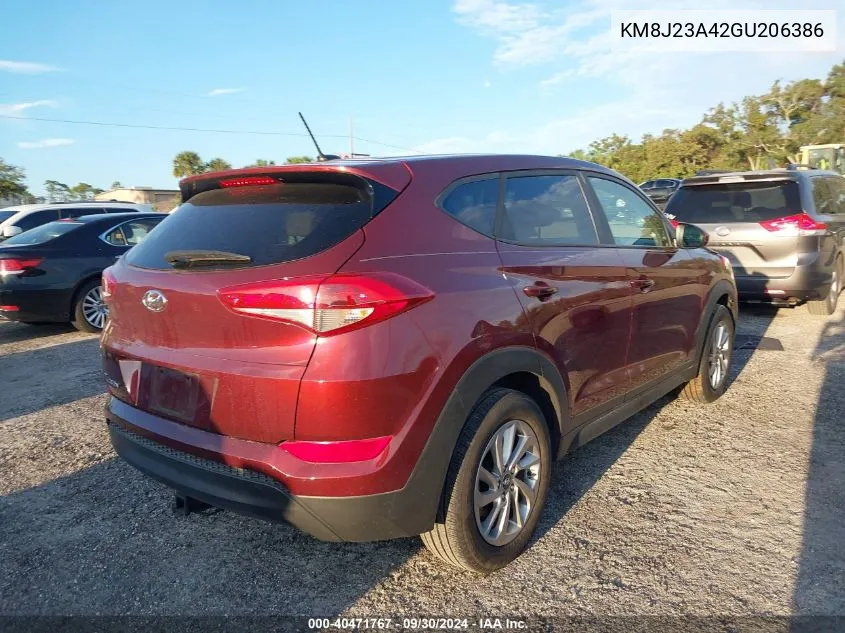 2016 Hyundai Tucson Se VIN: KM8J23A42GU206386 Lot: 40471767