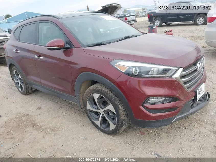 2016 Hyundai Tucson Limited VIN: KM8J3CA22GU191352 Lot: 40472974