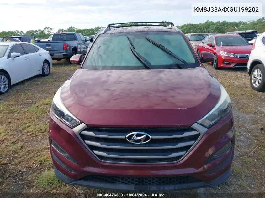 2016 Hyundai Tucson Se VIN: KM8J33A4XGU199202 Lot: 40476350