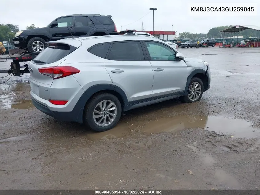 2016 Hyundai Tucson Se VIN: KM8J3CA43GU259045 Lot: 40495994