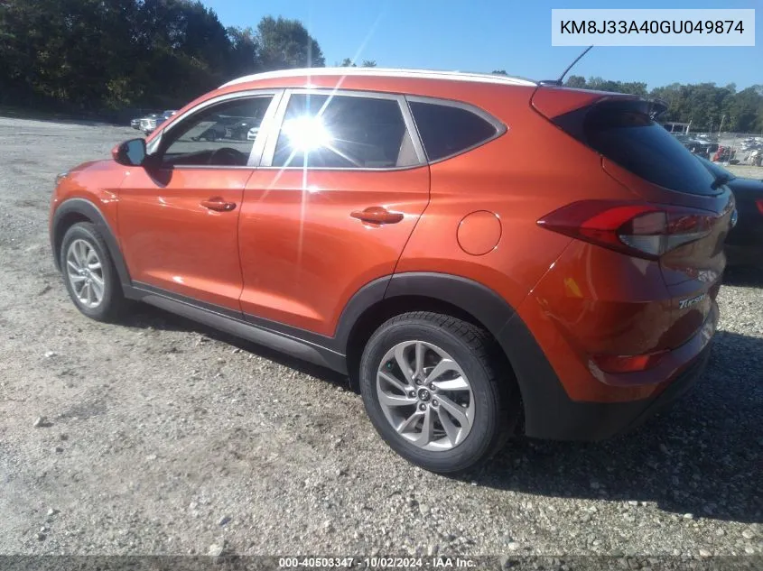 2016 Hyundai Tucson Se VIN: KM8J33A40GU049874 Lot: 40503347