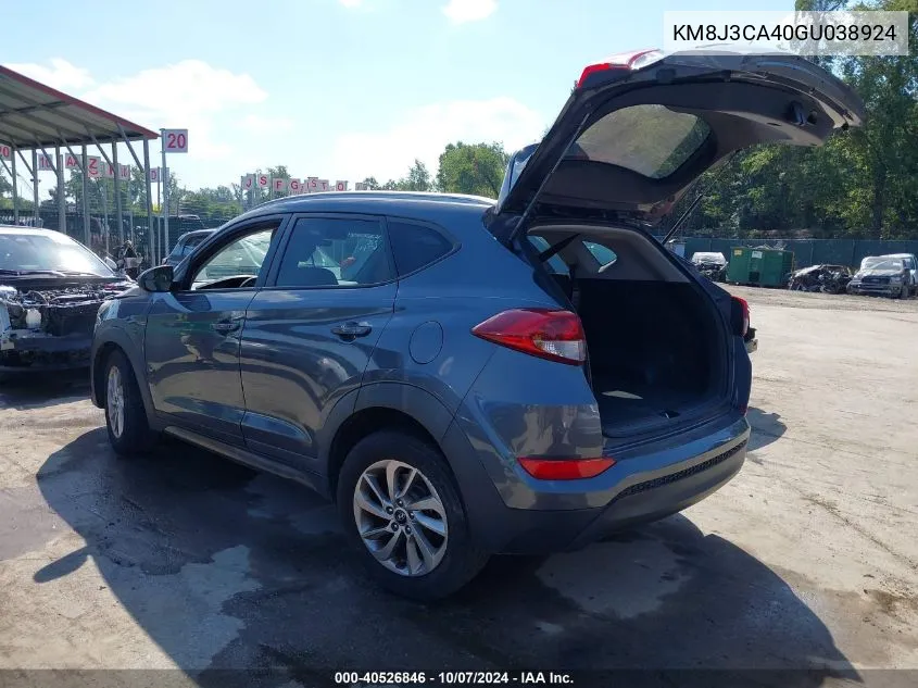 2016 Hyundai Tucson Se VIN: KM8J3CA40GU038924 Lot: 40526846