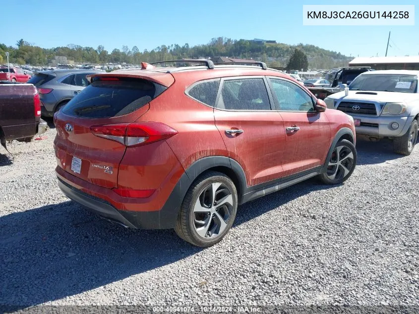 2016 Hyundai Tucson Limited VIN: KM8J3CA26GU144258 Lot: 40541074