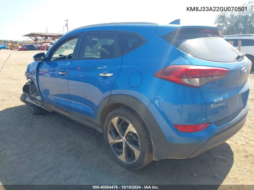 2016 Hyundai Tucson Limited VIN: KM8J33A22GU070501 Lot: 40554476