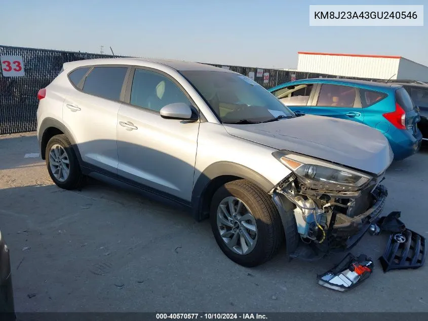 2016 Hyundai Tucson Se VIN: KM8J23A43GU240546 Lot: 40570577