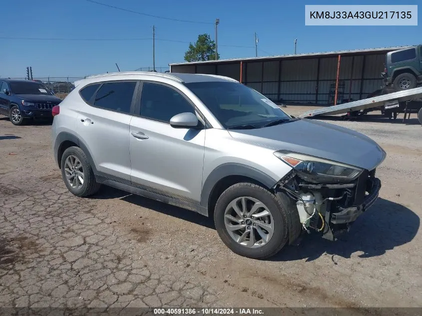 2016 Hyundai Tucson Se VIN: KM8J33A43GU217135 Lot: 40591386