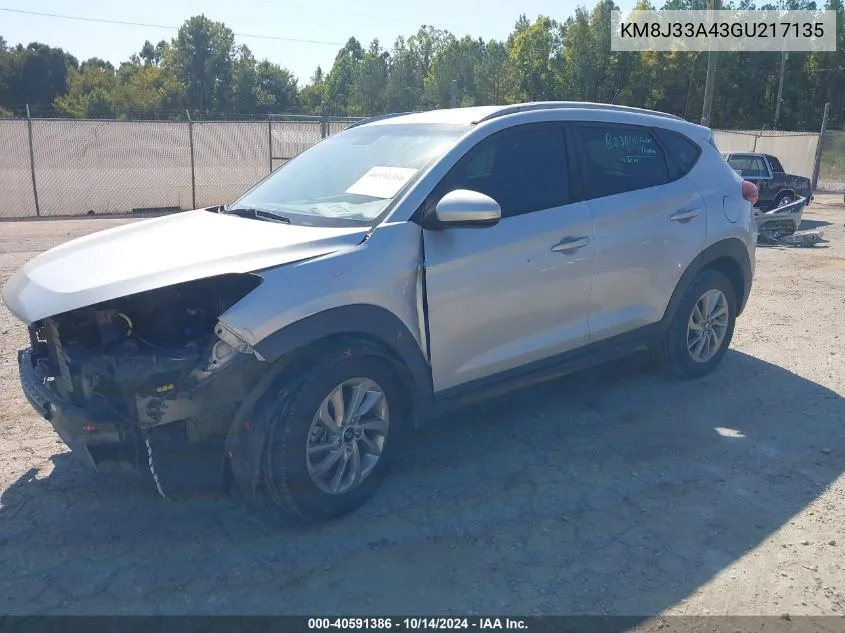 2016 Hyundai Tucson Se VIN: KM8J33A43GU217135 Lot: 40591386