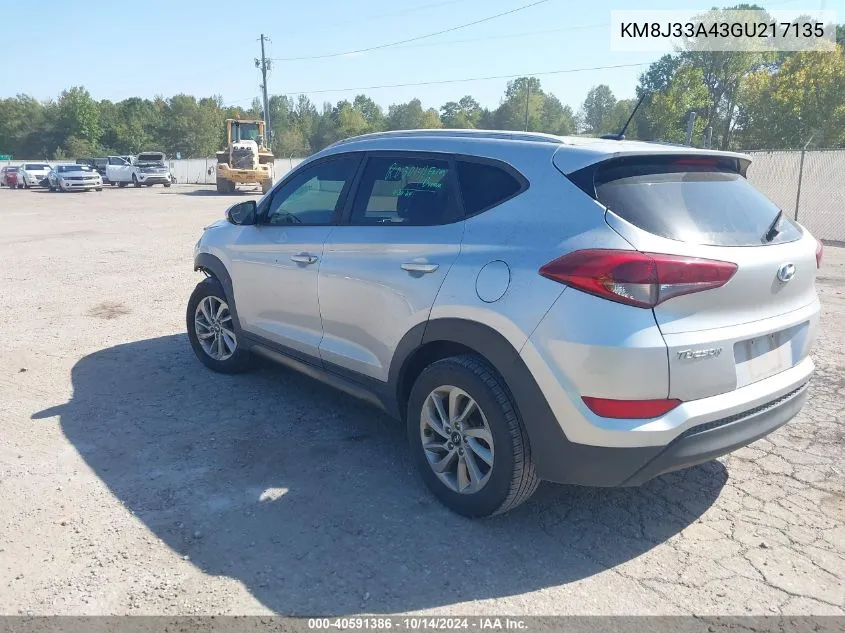 2016 Hyundai Tucson Se VIN: KM8J33A43GU217135 Lot: 40591386