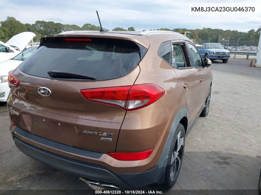 2016 Hyundai Tucson Sport VIN: KM8J3CA23GU046370 Lot: 40612328