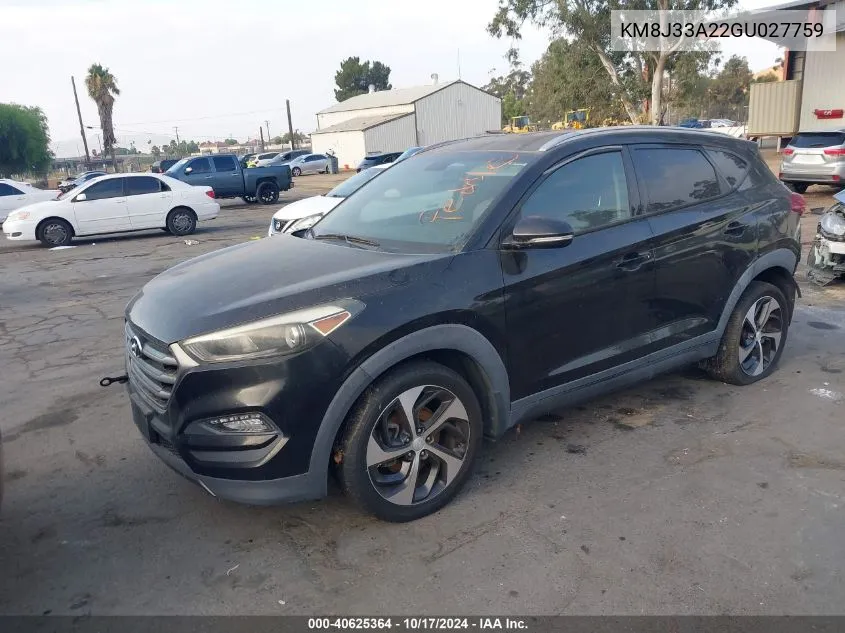 2016 Hyundai Tucson Sport VIN: KM8J33A22GU027759 Lot: 40625364