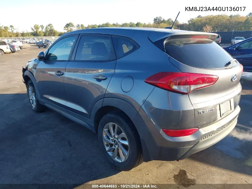 2016 Hyundai Tucson Se VIN: KM8J23A44GU136017 Lot: 40644683