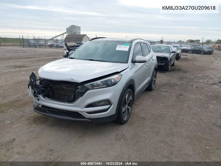 2016 Hyundai Tucson Limited VIN: KM8J33A27GU209618 Lot: 40672451