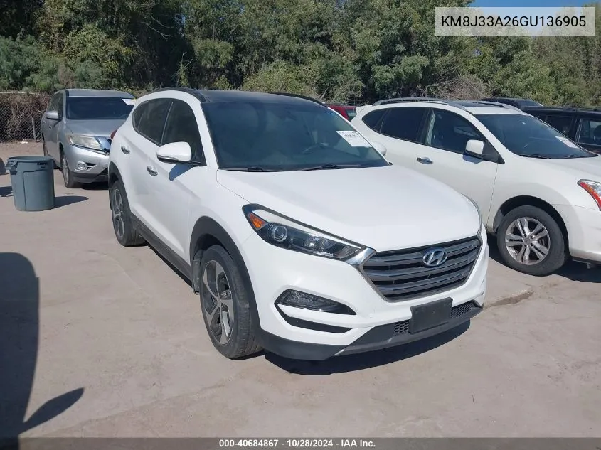 2016 Hyundai Tucson Limited VIN: KM8J33A26GU136905 Lot: 40684867