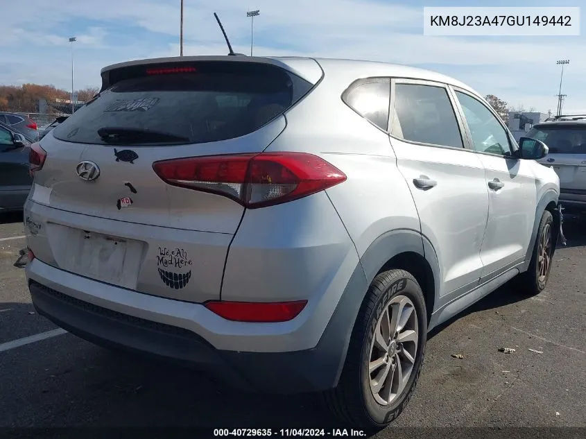 2016 Hyundai Tucson Se VIN: KM8J23A47GU149442 Lot: 40729635