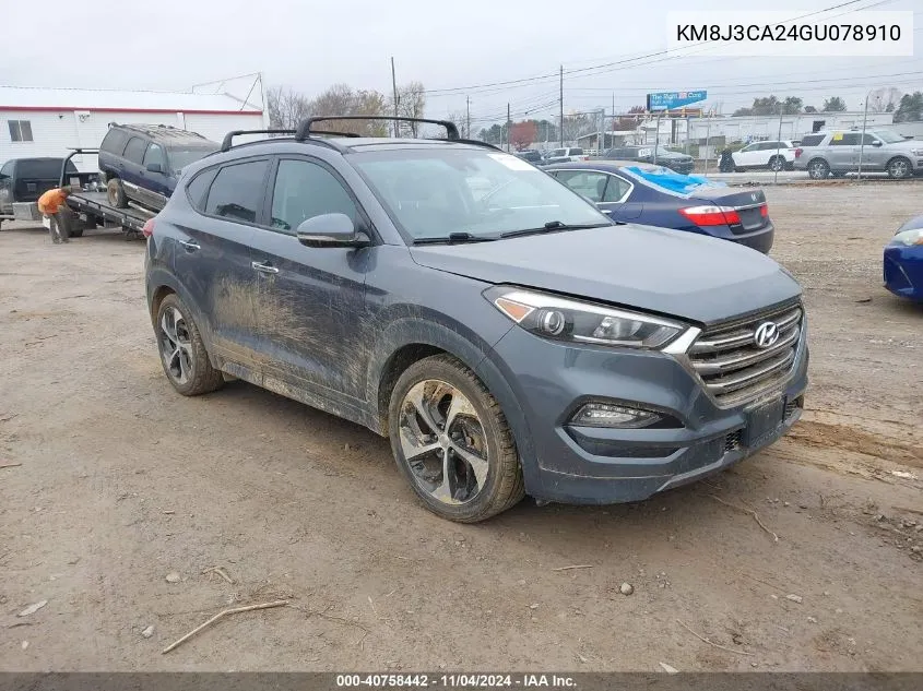 2016 Hyundai Tucson Limited VIN: KM8J3CA24GU078910 Lot: 40758442