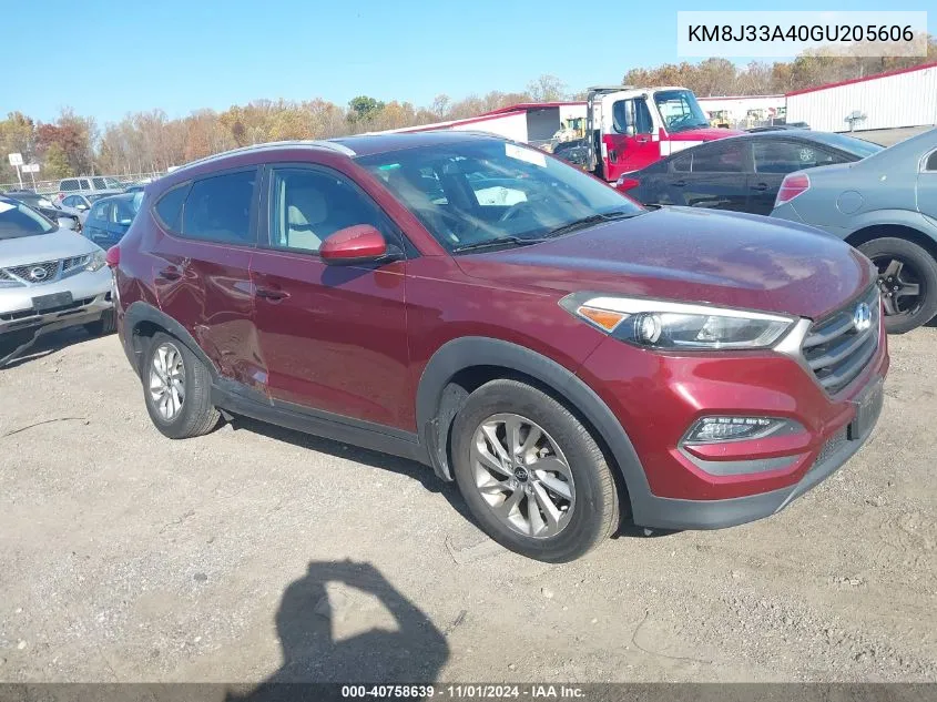 2016 Hyundai Tucson Se VIN: KM8J33A40GU205606 Lot: 40758639