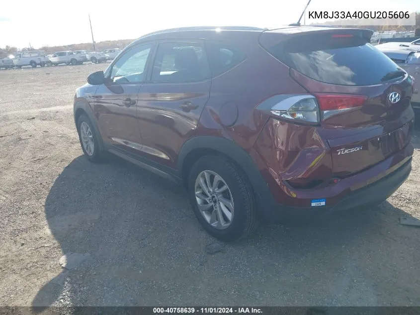 2016 Hyundai Tucson Se VIN: KM8J33A40GU205606 Lot: 40758639