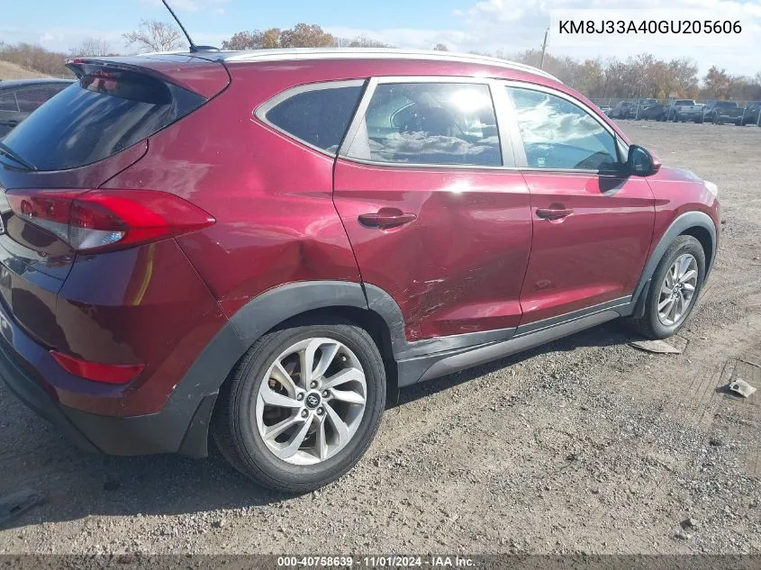 2016 Hyundai Tucson Se VIN: KM8J33A40GU205606 Lot: 40758639