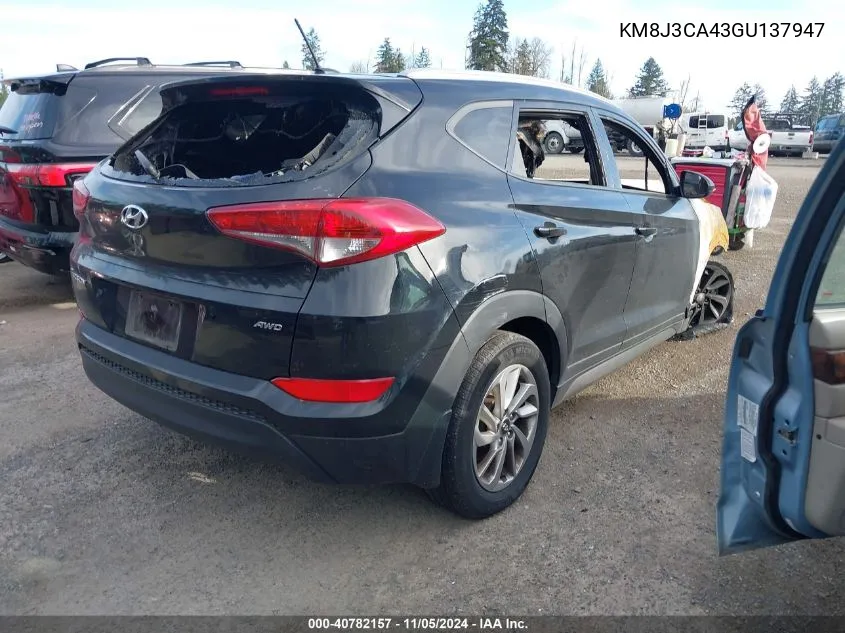 2016 Hyundai Tucson Se VIN: KM8J3CA43GU137947 Lot: 40782157