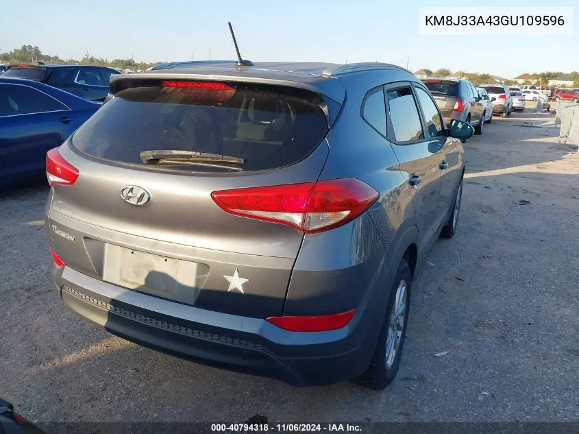 2016 Hyundai Tucson Se VIN: KM8J33A43GU109596 Lot: 40794318