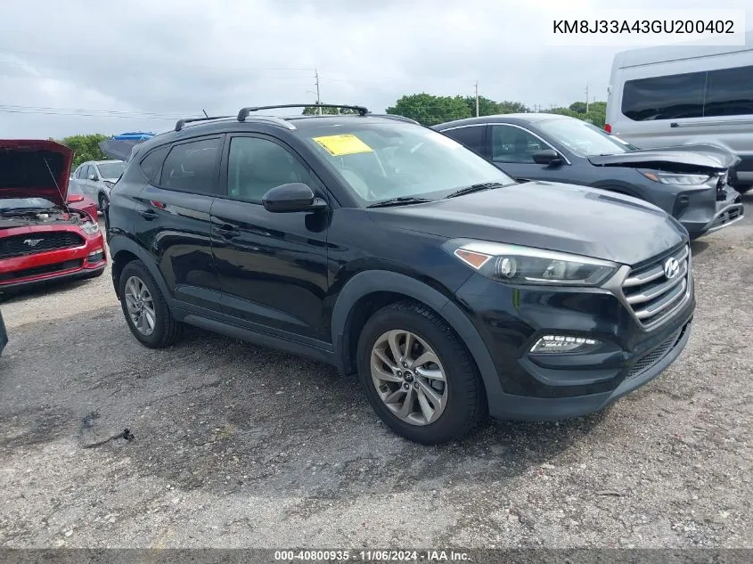 2016 Hyundai Tucson Se VIN: KM8J33A43GU200402 Lot: 40800935