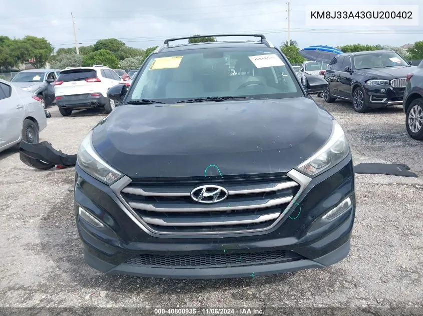 2016 Hyundai Tucson Se VIN: KM8J33A43GU200402 Lot: 40800935