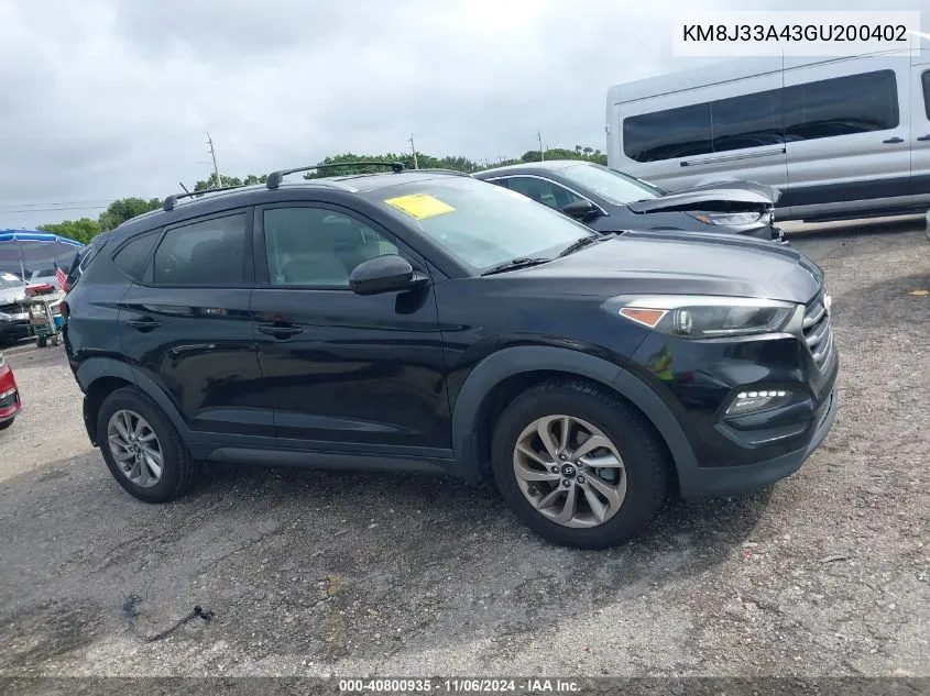 2016 Hyundai Tucson Se VIN: KM8J33A43GU200402 Lot: 40800935