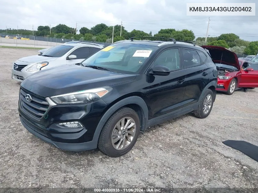 2016 Hyundai Tucson Se VIN: KM8J33A43GU200402 Lot: 40800935