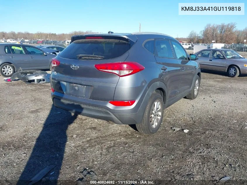 2016 Hyundai Tucson Limited/Sport And Eco/Se VIN: KM8J33A41GU119818 Lot: 40824692