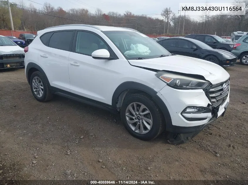 2016 Hyundai Tucson Se VIN: KM8J33A43GU116564 Lot: 40859646